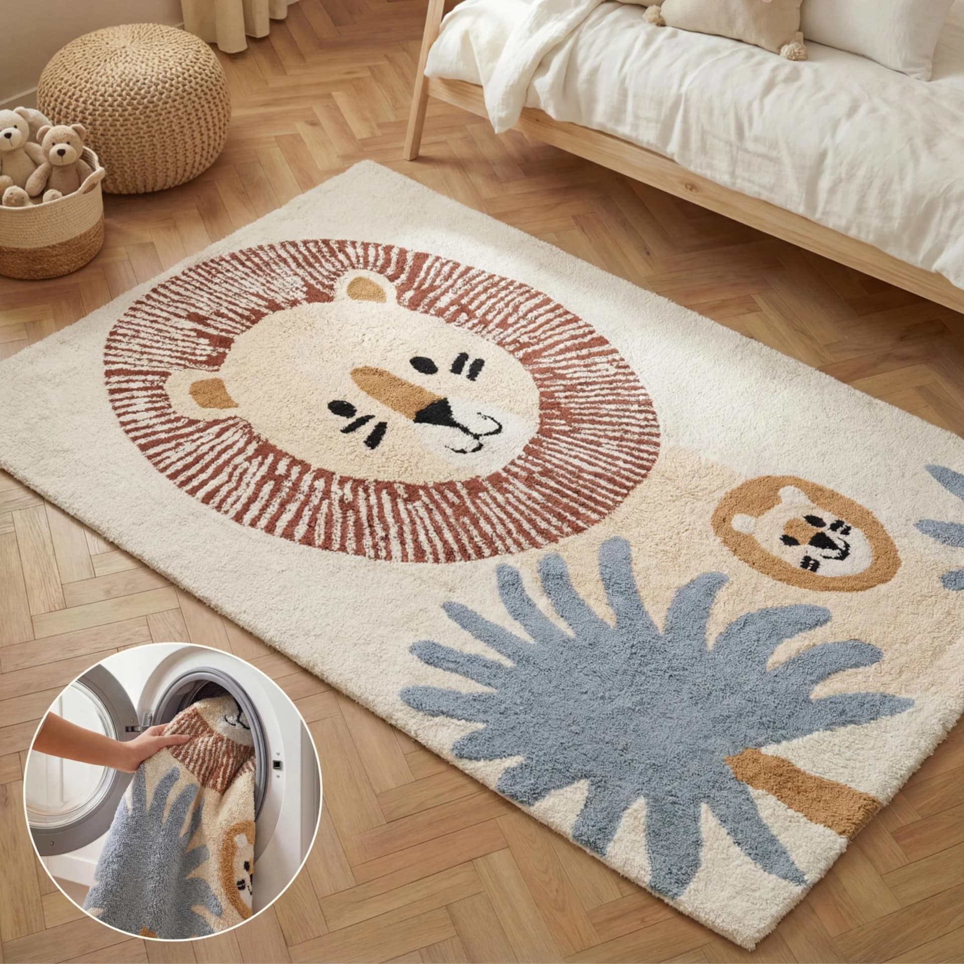 Hanse Home Kinderteppich Leander Löwe Motiv Baumwolle