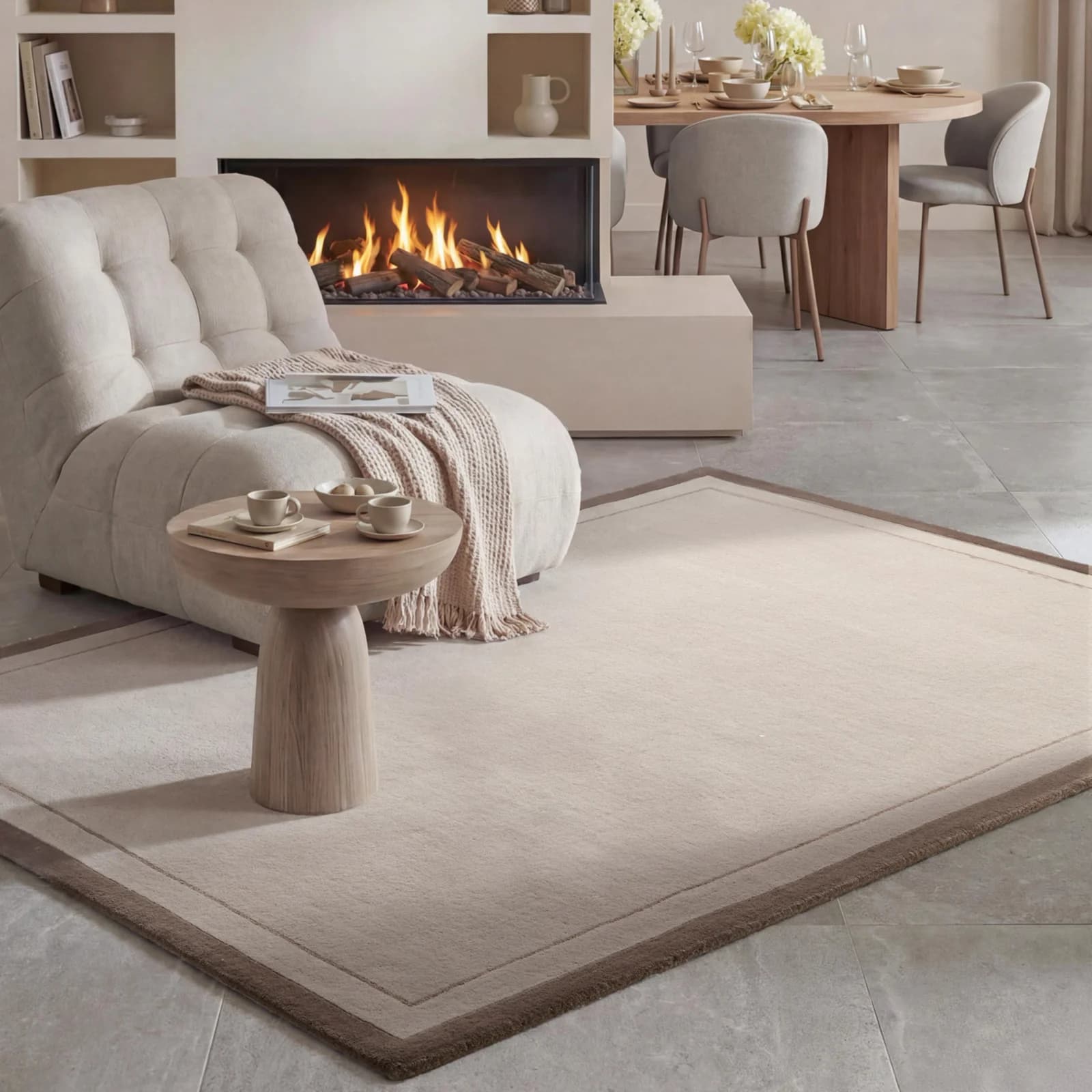 Villeroy & Boch Wollteppich Niko Creme Braun Handgewebt