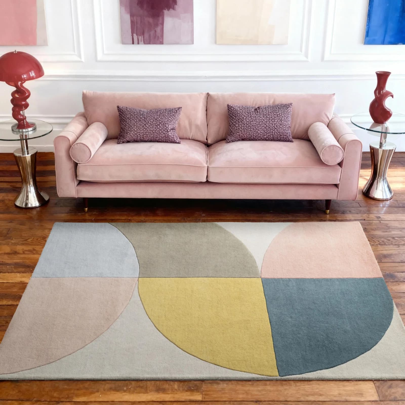 TED BAKER Wollteppich Savile Retro Bunt Handgetuftet