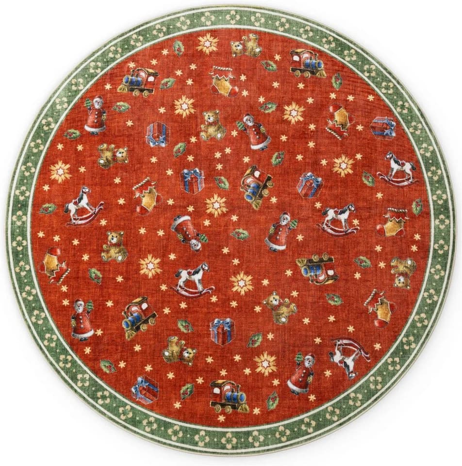 Villeroy & Boch Teppich Toy's Delight Nostalgic Noel Rund Grün/Rot