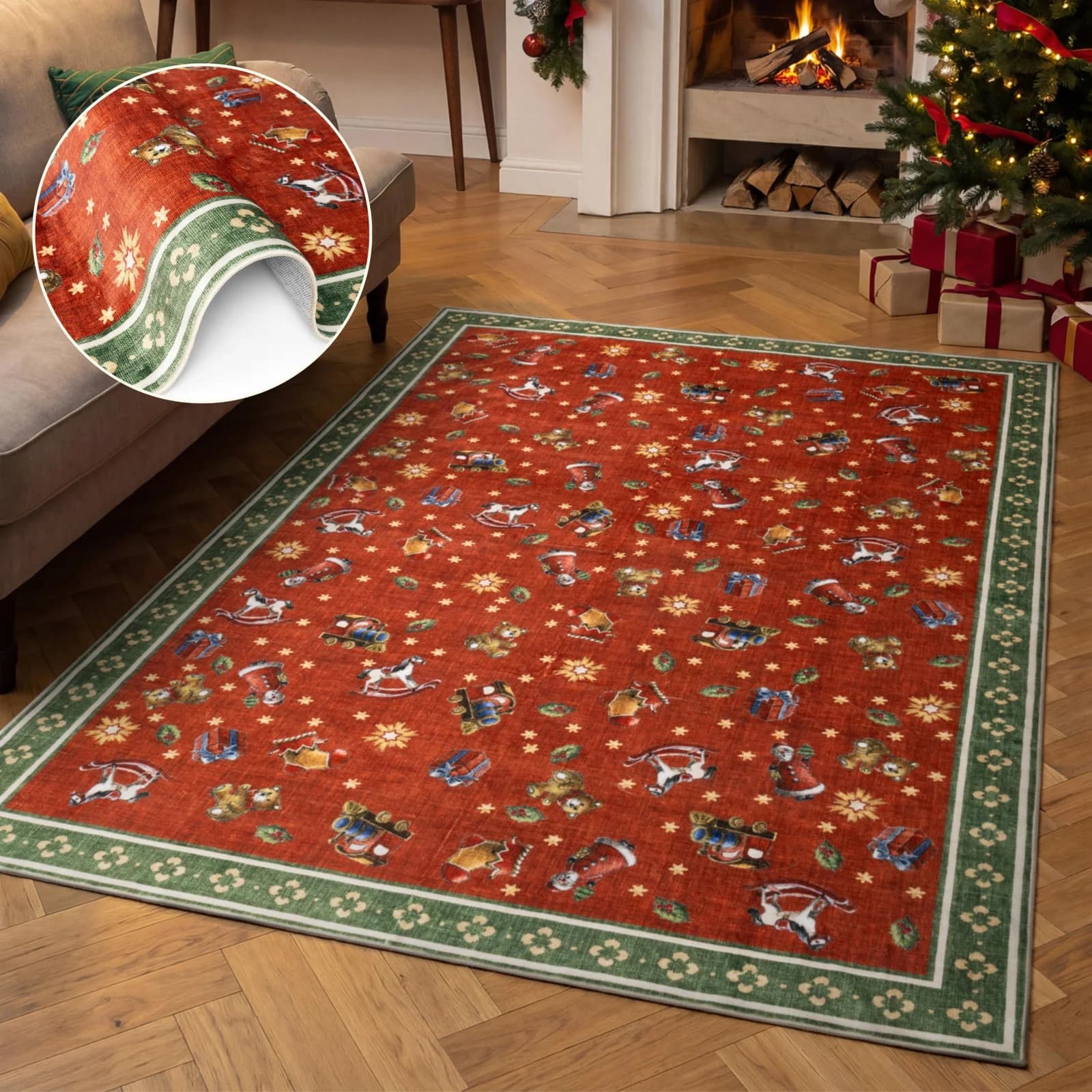 Villeroy & Boch Teppich Toy's Delight Nostalgic Noel Rot/Grün