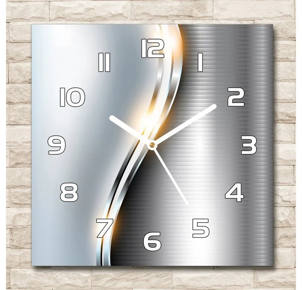 Tulup Wanduhr Metallabstraktion 30x30 cm Glasuhr Analog Stille Uhr