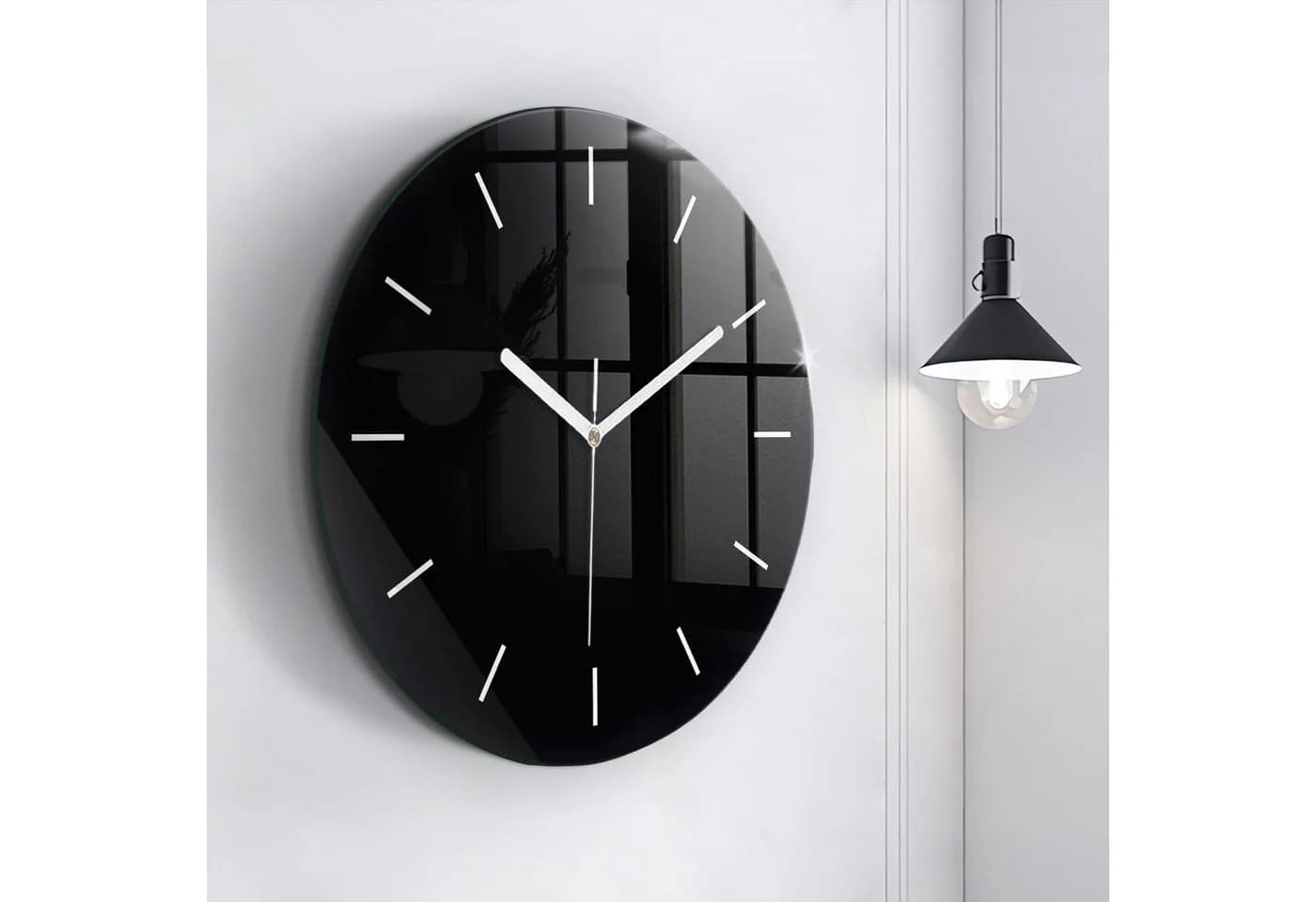 Tulup Glaswanduhr 60cm Modern Gehärtetes Glas Schwarz - Bild 3
