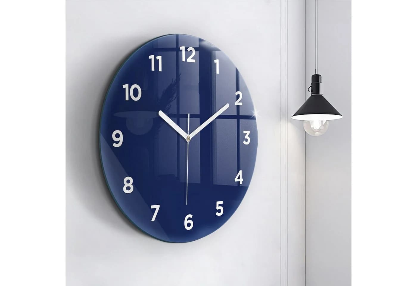 Tulup Wanduhr Modernistisch Rund 60cm Glas Marineblau - Bild 3