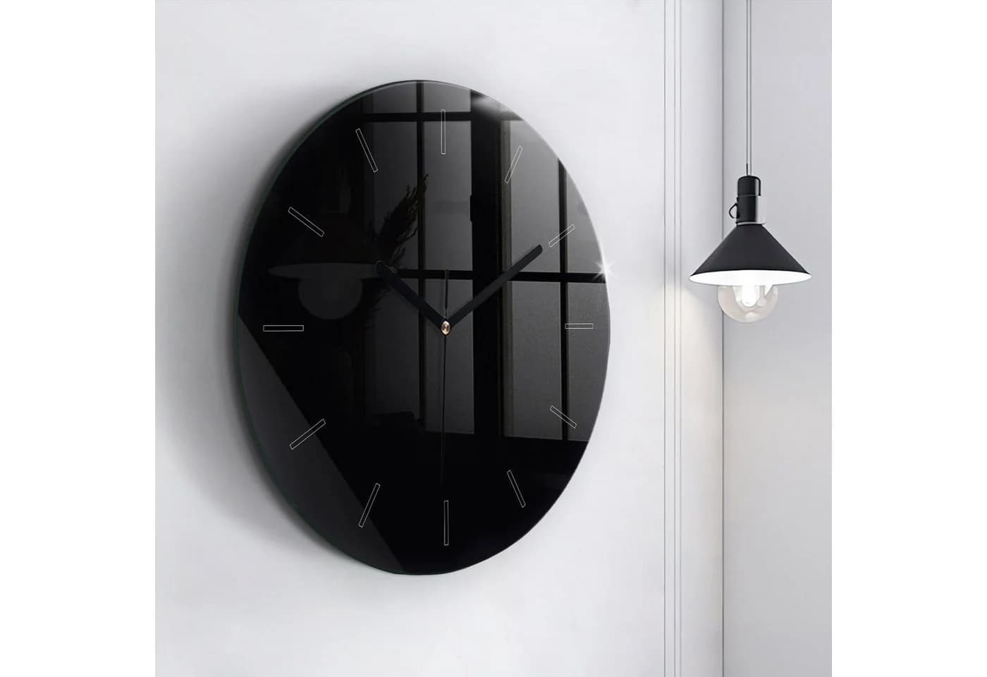 Tulup Moderne Glaswanduhr 60cm Schwarz Gehärtetes Glas - Bild 3