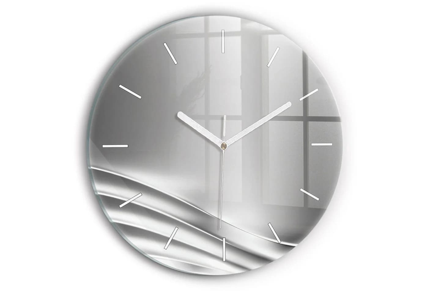 Tulup Wanduhr Rund Glas Silber Modern Abstrakt - Bild 2