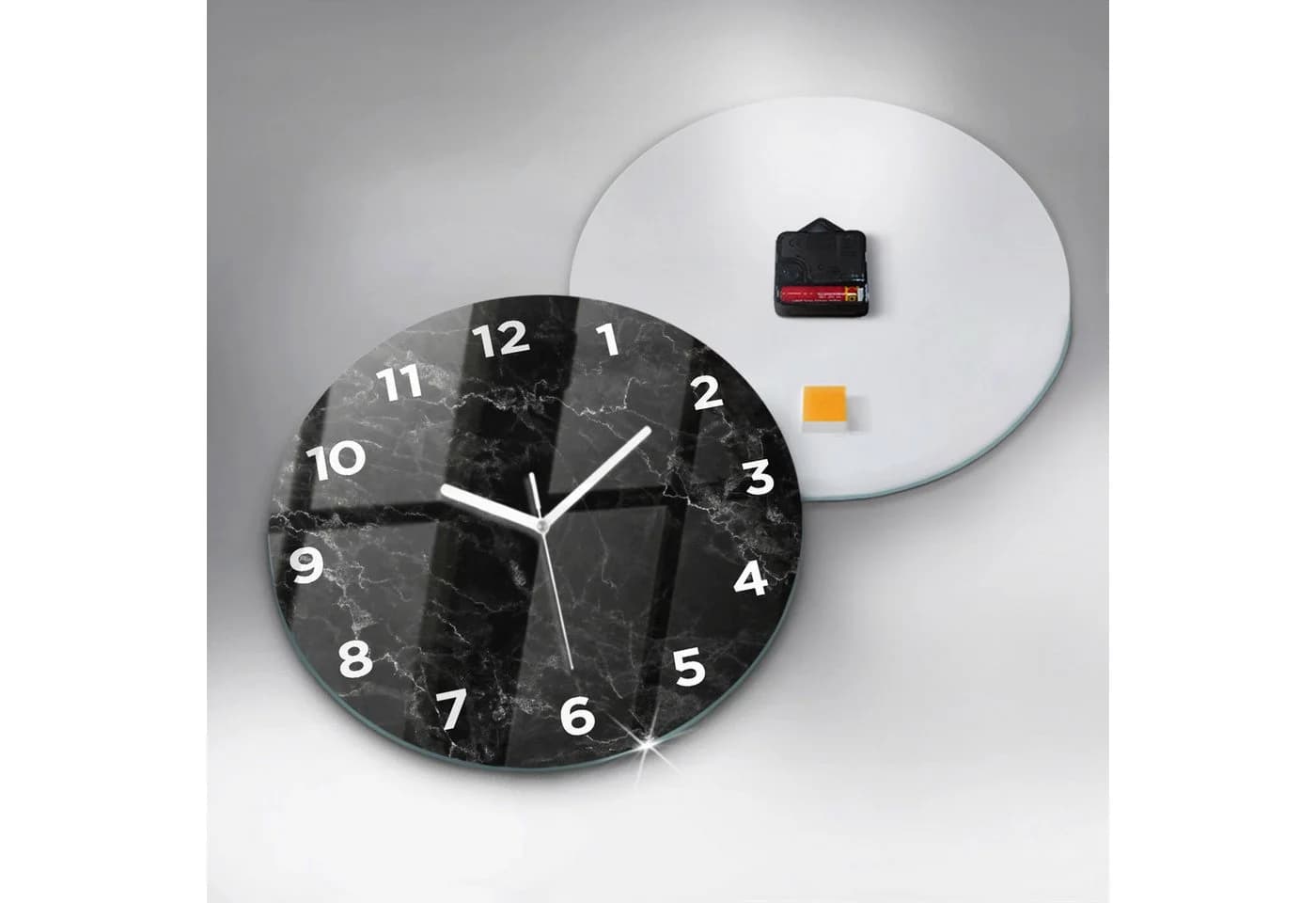 Tulup Wanduhr Glas Dunkel Marmor Runde Deko - Bild 4