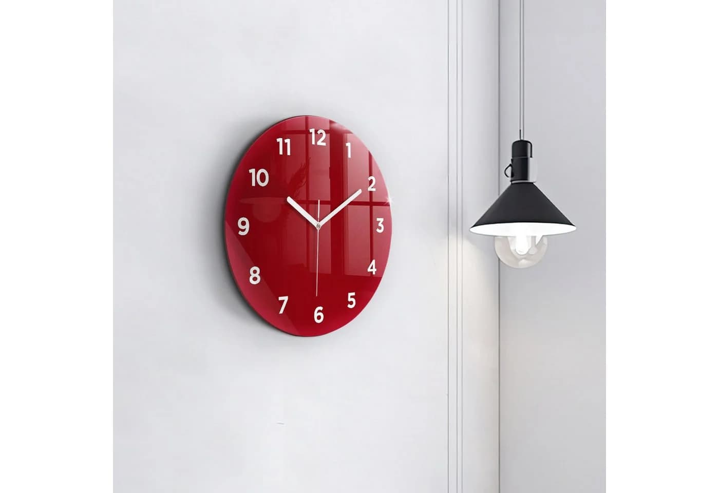 Tulup Moderne Glaswanduhr 30cm Gehärtetes Glas Rot - Bild 3