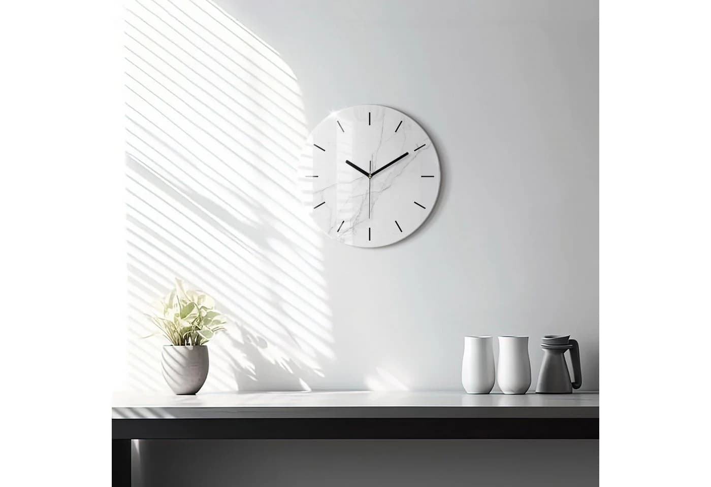 Tulup Dekorative Wanduhr aus Gehärtetem Glas mit Marmoroptik