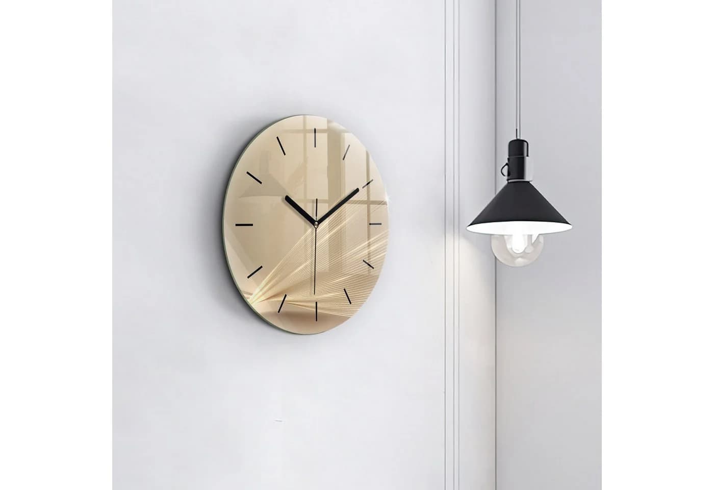 Tulup Wanduhr Glasuhr Abstraktes Licht Schwarz Modern - Bild 3