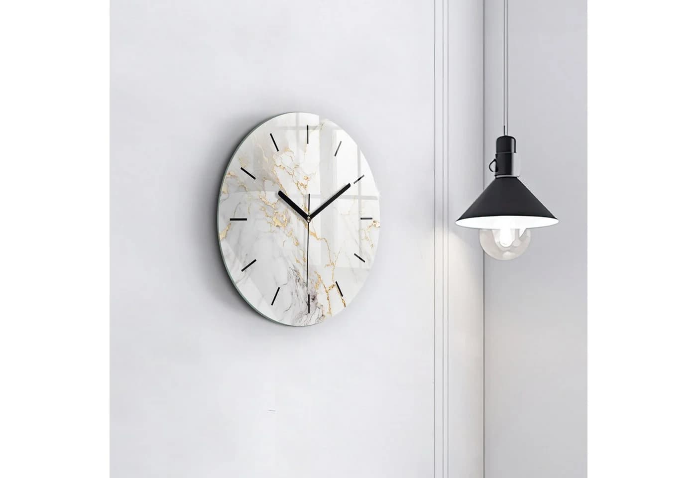 Tulup Wanduhr Runde Glasuhr Marmoruhr aus Gehärtetem Glas - Bild 3