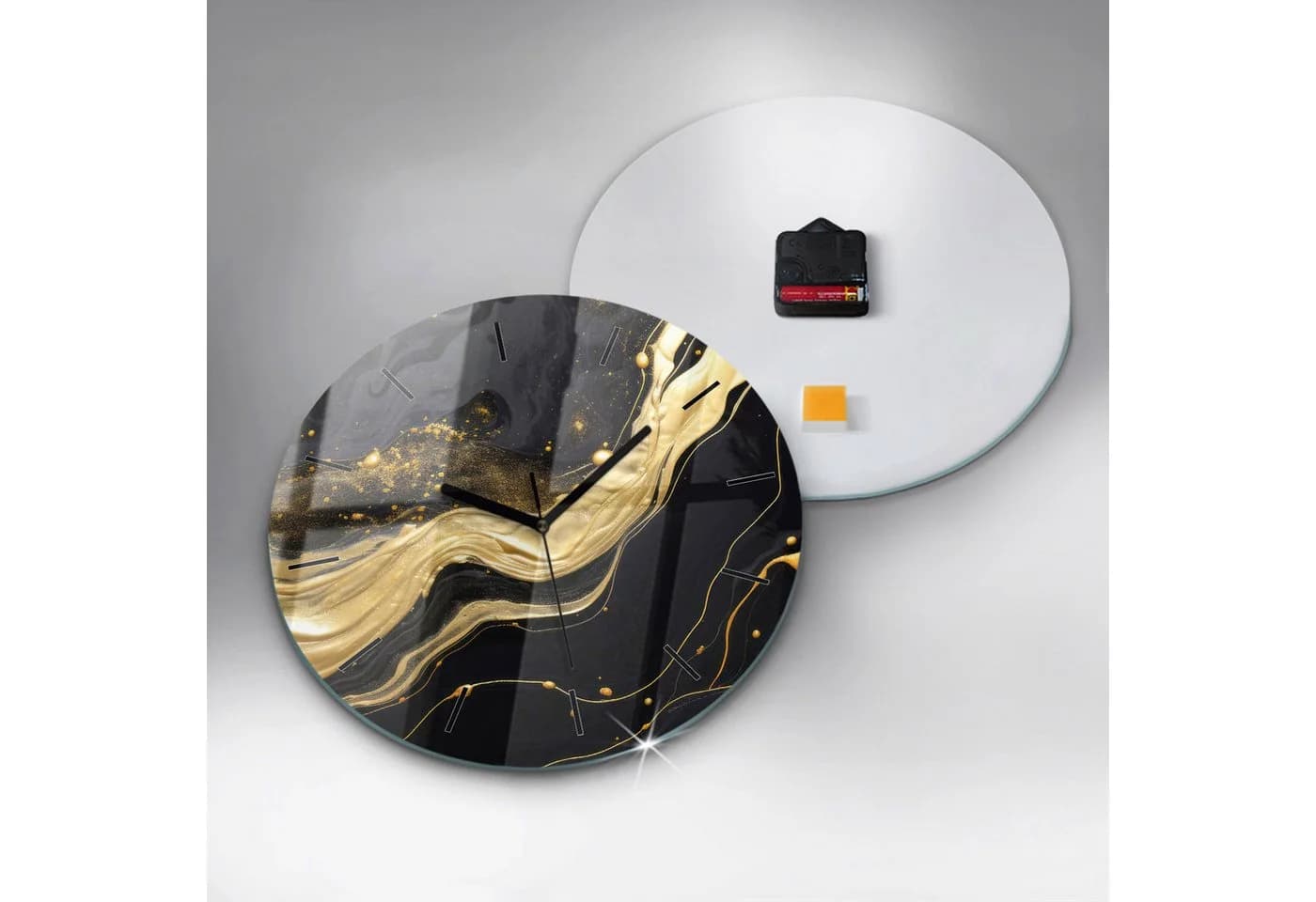 Tulup Wanduhr Moderne Glasuhr Goldene Marmor-Uhr aus Gehärtetem Glas - Bild 4