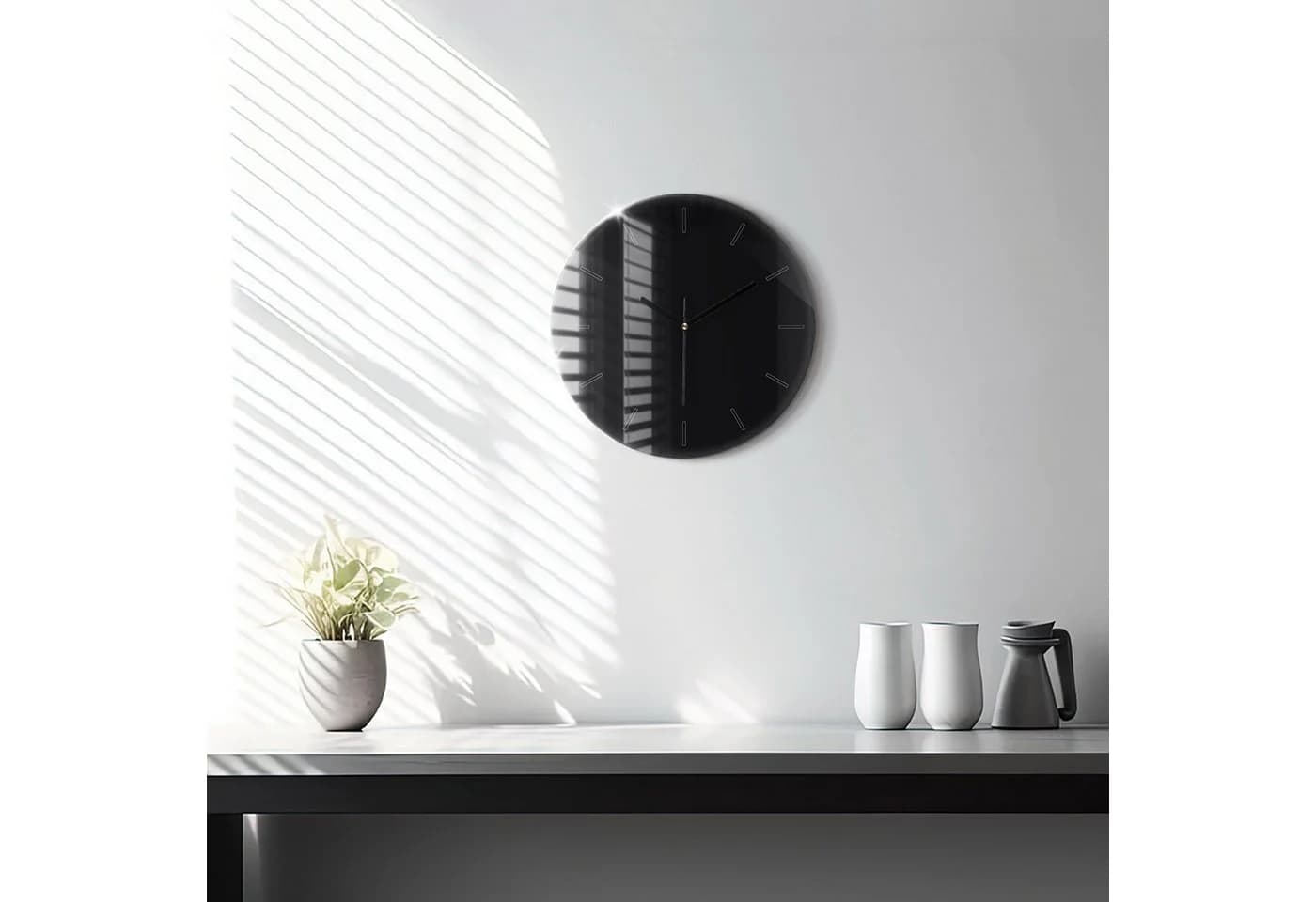 Tulup Moderne Glaswanduhr 30 cm Schwarz