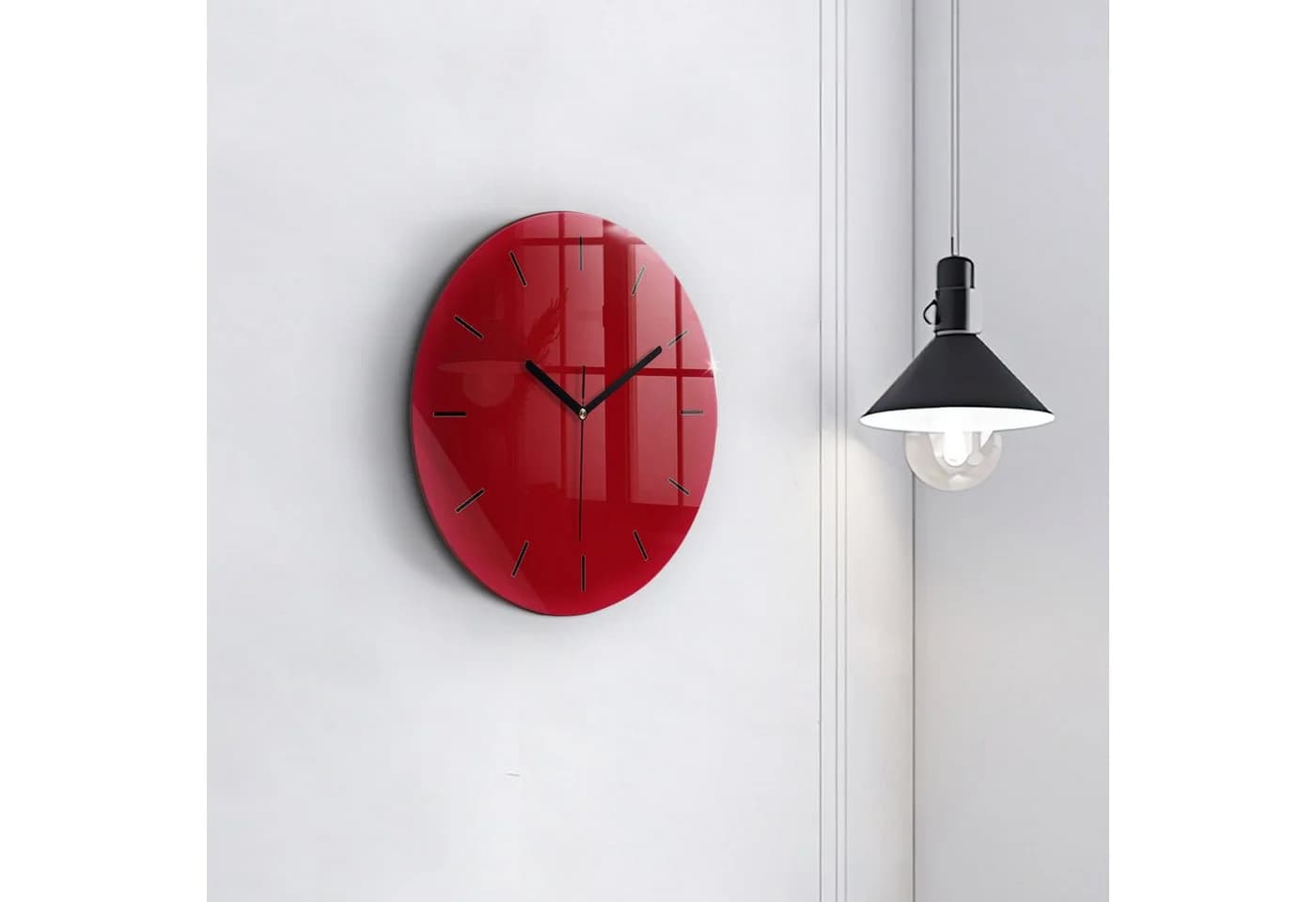 Tulup Moderne Glaswanduhr 30 cm Rot Gehärtetes Glas - Bild 3