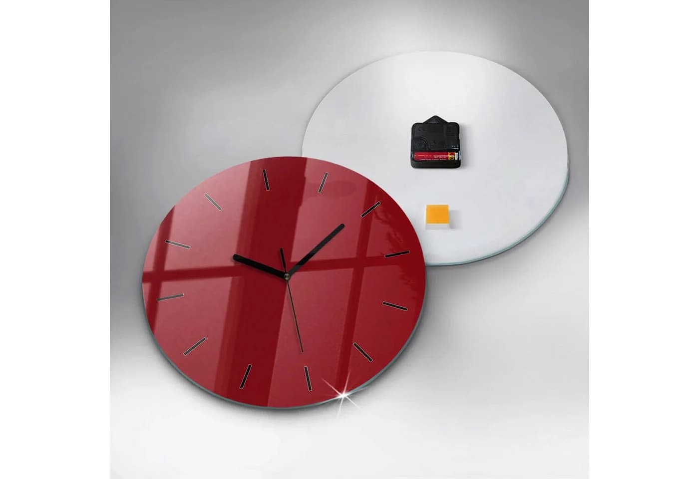 Tulup Moderne Glaswanduhr 30 cm Rot Gehärtetes Glas - Bild 4