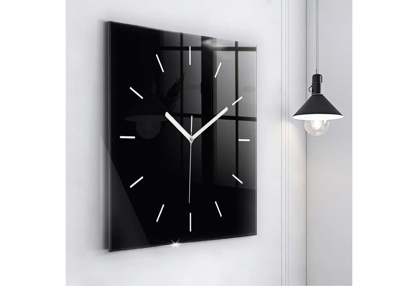 Tulup Modernistische Glaswanduhr Schwarz 60x60cm - Bild 3