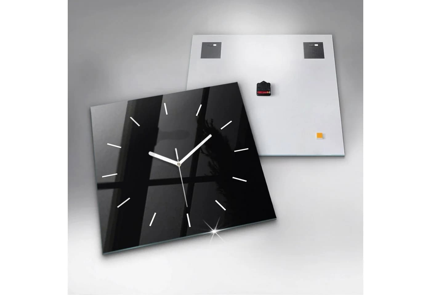 Tulup Modernistische Glaswanduhr Schwarz 60x60cm - Bild 4
