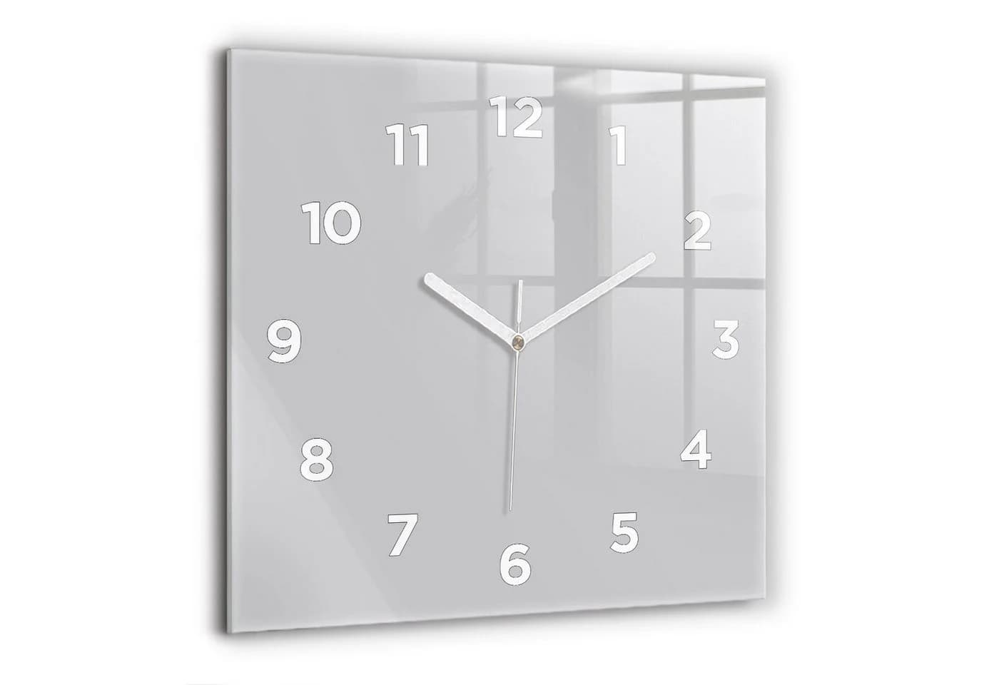 Tulup Quadratische Wanduhr 60x60 cm aus Gehärtetem Glas Grau - Bild 2