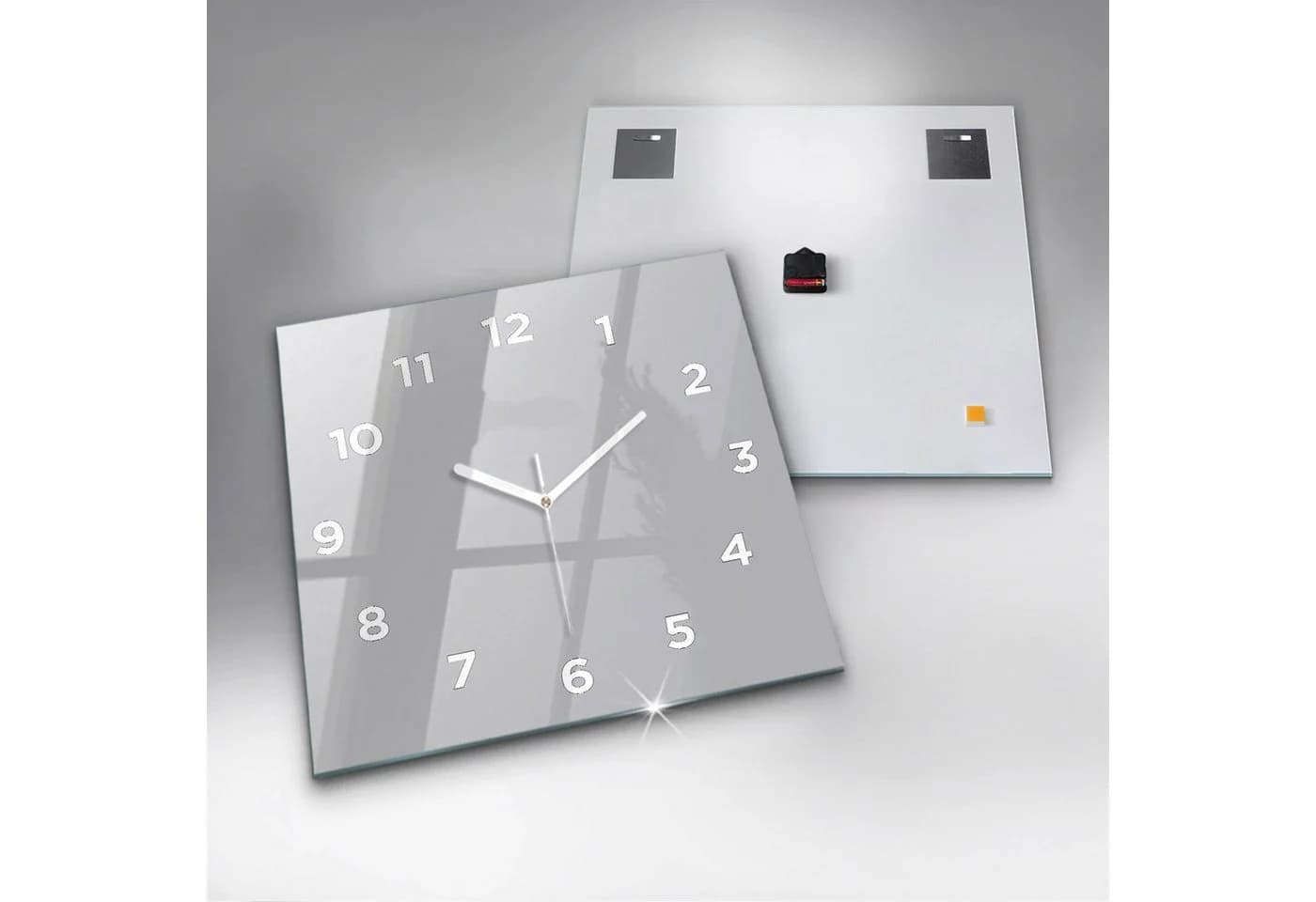 Tulup Quadratische Wanduhr 60x60 cm aus Gehärtetem Glas Grau - Bild 4