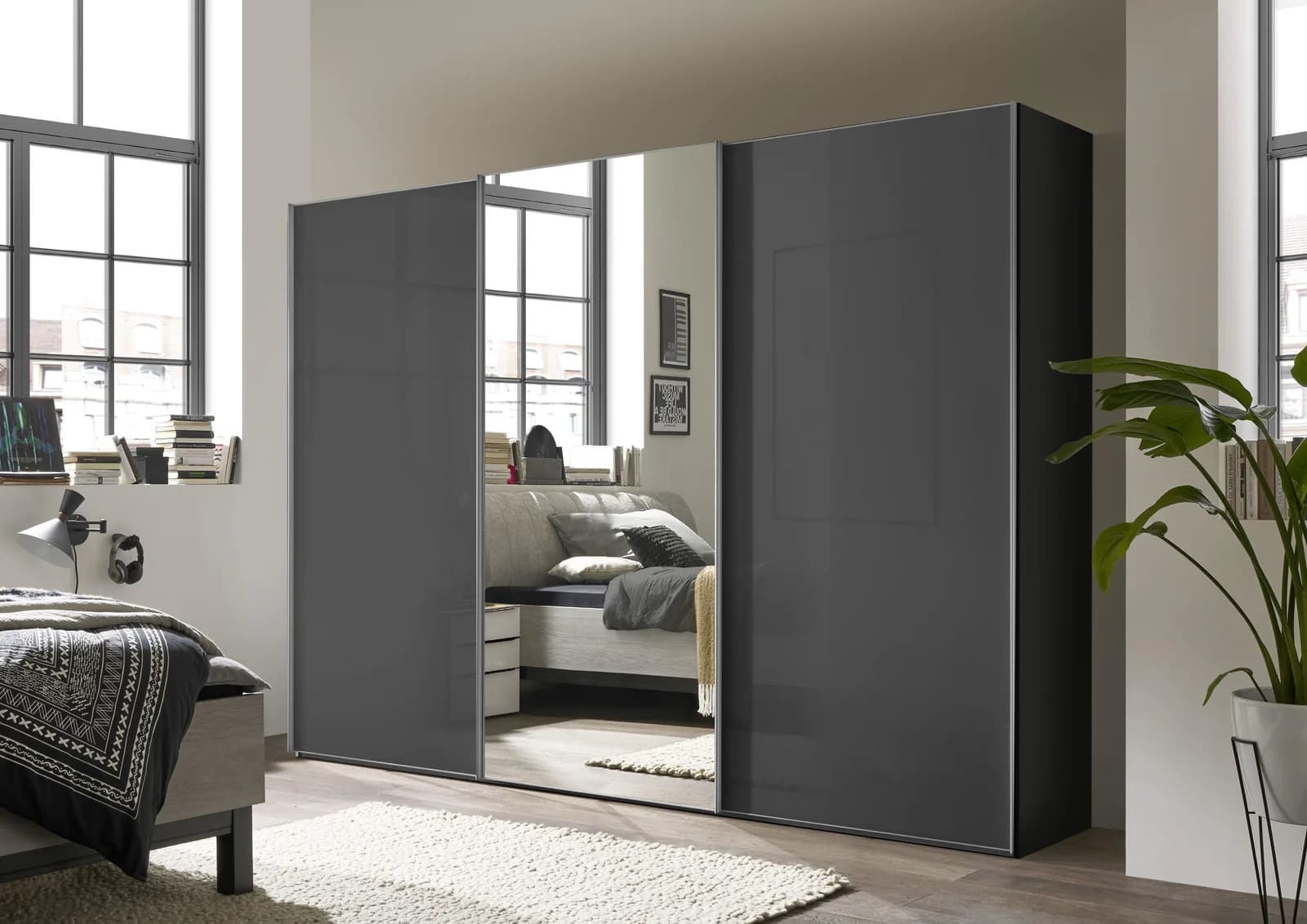 STAUD Schwebetürenschrank Select Vulkanglas Soft-Close