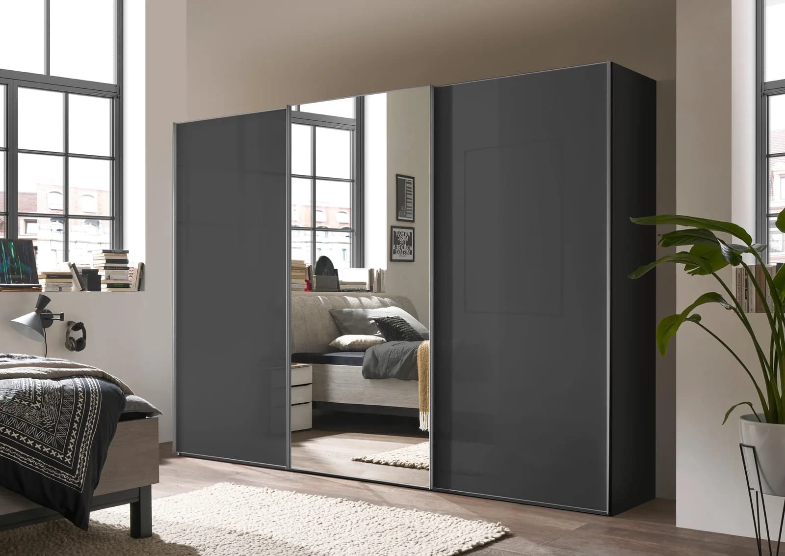 STAUD Schwebetürenschrank Select Vulkanglas 298x222x68 cm