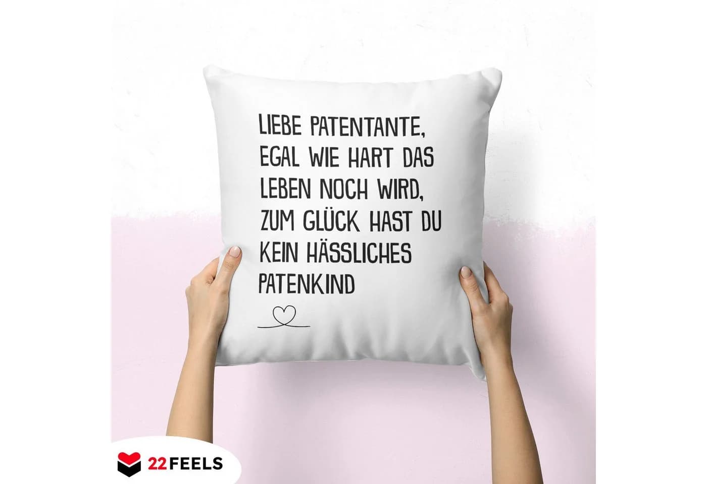22Feels Dekokissen Patentante Spruch Microfaser 40x40 cm - Bild 3