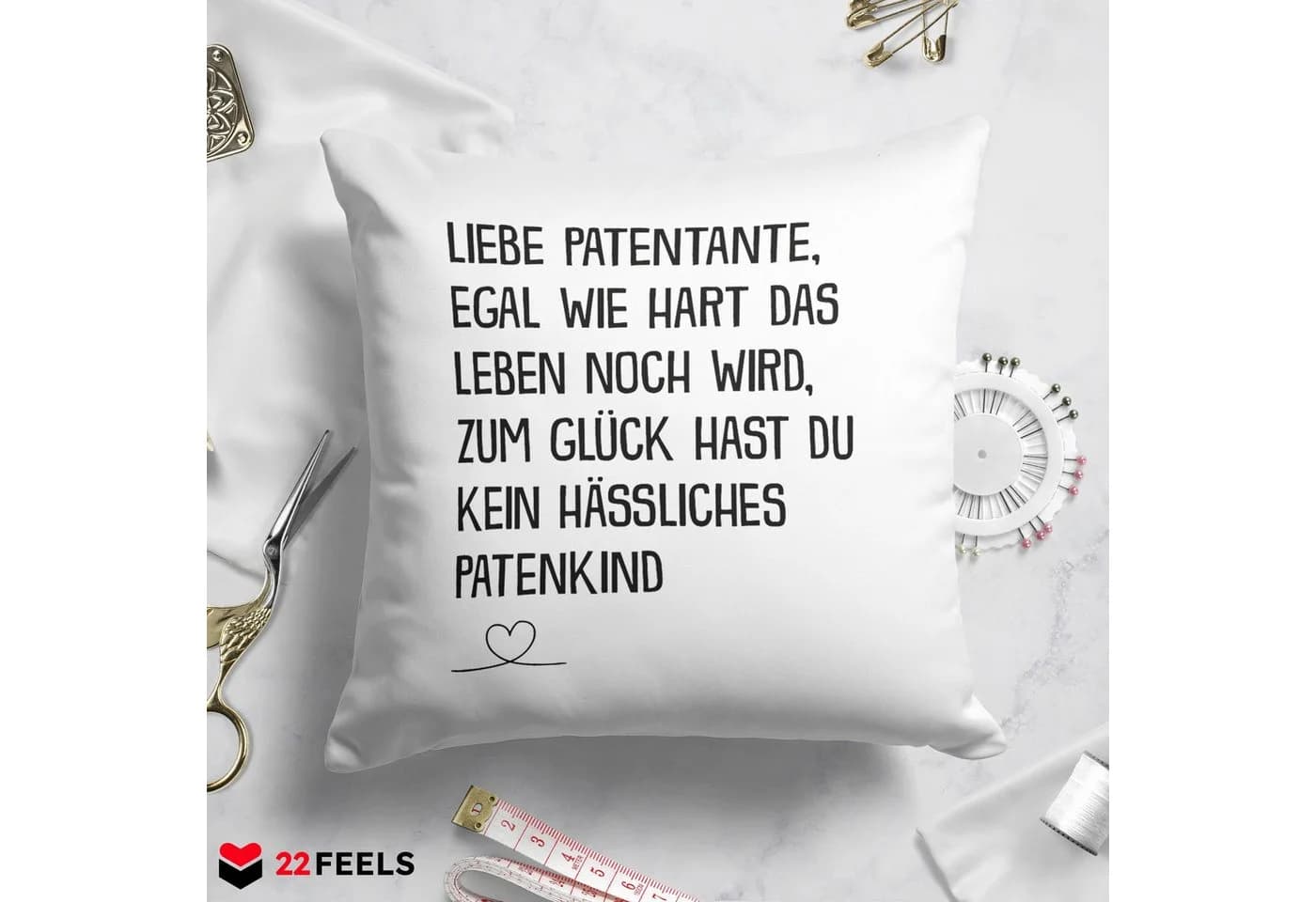 22Feels Dekokissen Patentante Spruch Microfaser 40x40 cm - Bild 4