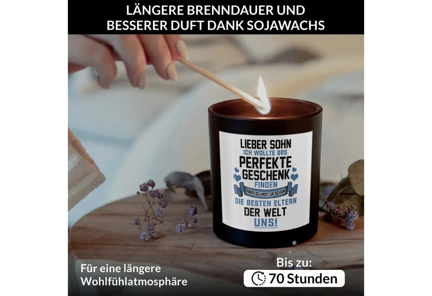 22Feels Duftkerze Sojawachs Schwarz Glas Bambusdeckel - Bild 4