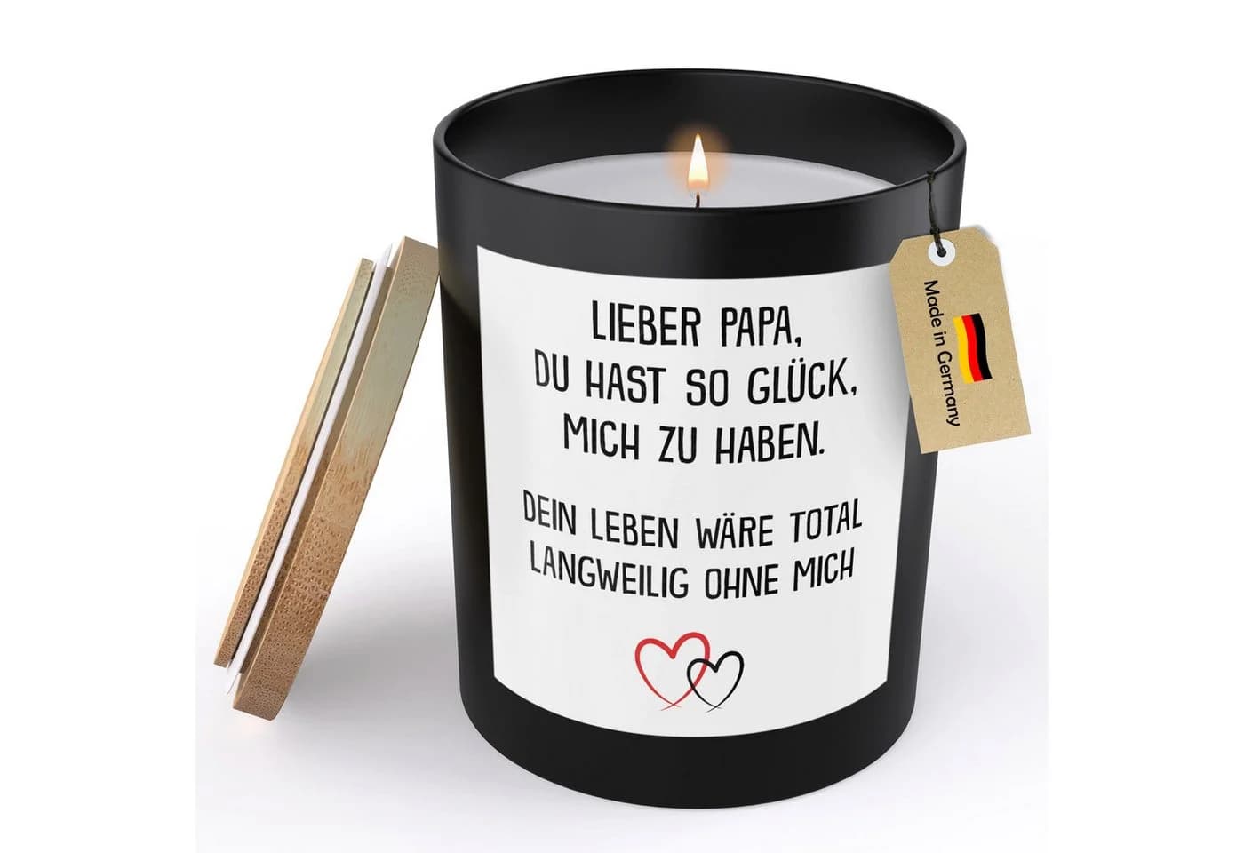 22Feels Duftkerze Schwarz Sojawachs mit Bambusdeckel