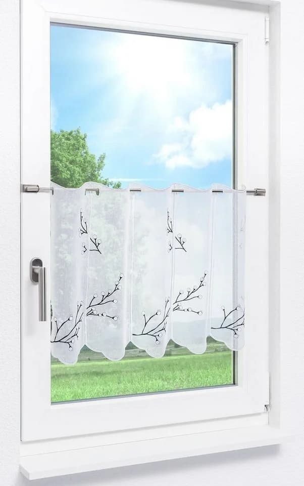 LYSEL® Scheibengardine Alisar Transparent mit Floralem Dekor