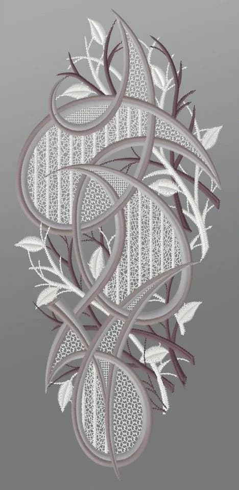 Plauener Spitze® Fensterbild modernes Ornament grau/weiß/violett - Bild 2