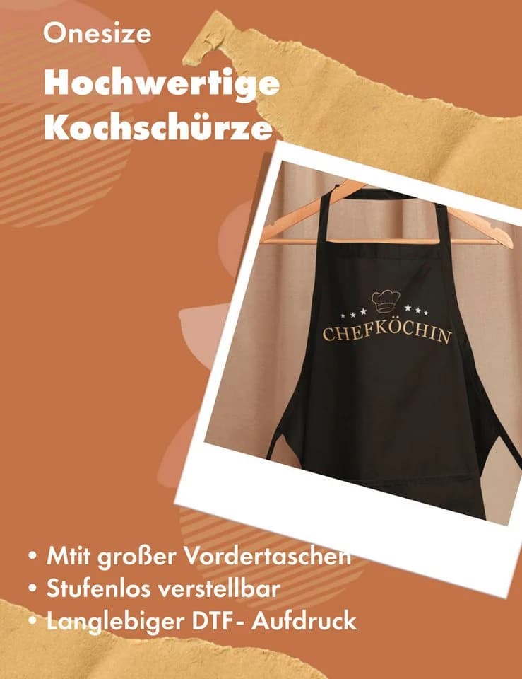 Youth Designz Grillschürze Damen Schwarz CHEFKÖCHIN Print Kochschürze - Bild 3