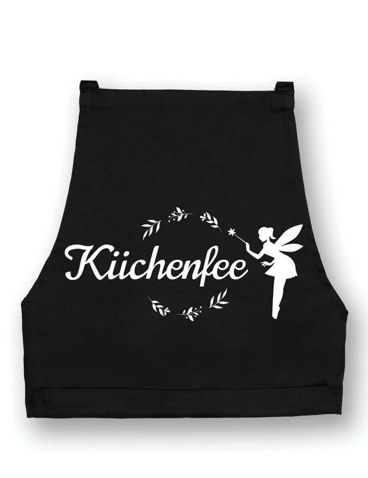 Youth Designz Kochschürze Damen Schwarz Küchenfee Print mit Tasche - Bild 2