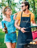 Youth Designz Grillschürze Herren Chefkoch Print Navyblau Kochschürze mit Tasche Bild 3