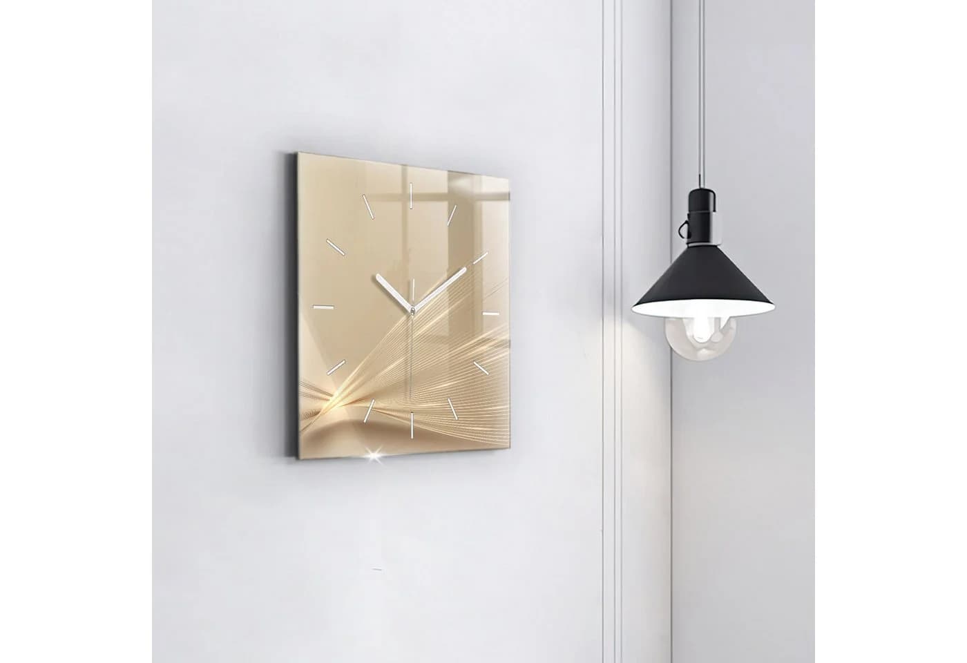 Tulup Wanduhr Glasuhr Abstraktes Licht Rechteckige Moderne Uhr - Bild 3