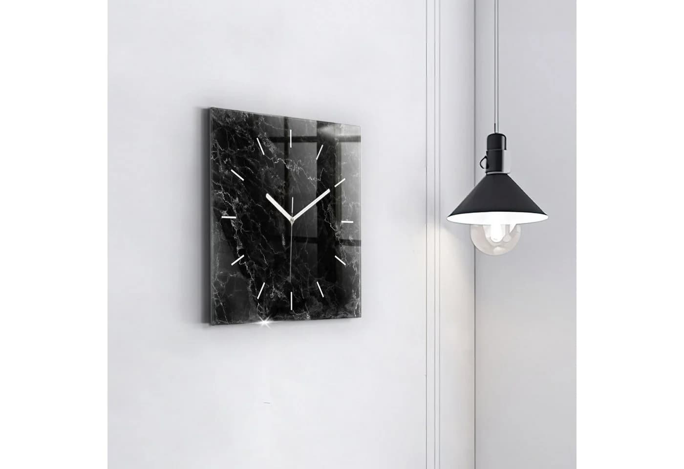 Tulup Wanduhr Modernes Glas Marmor Schwarz/Weiß - Bild 3