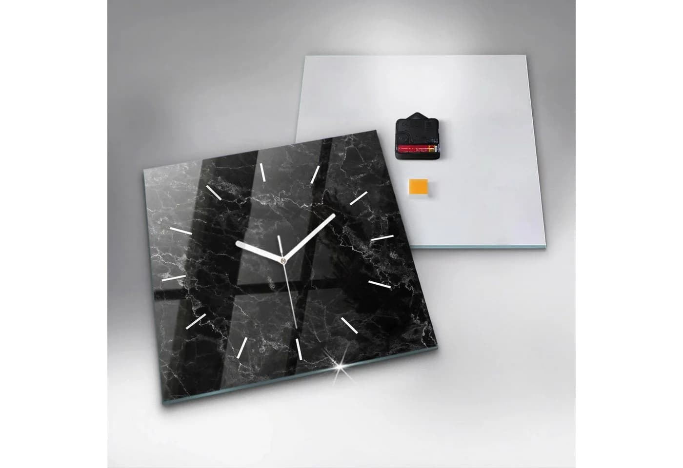 Tulup Wanduhr Modernes Glas Marmor Schwarz/Weiß - Bild 4