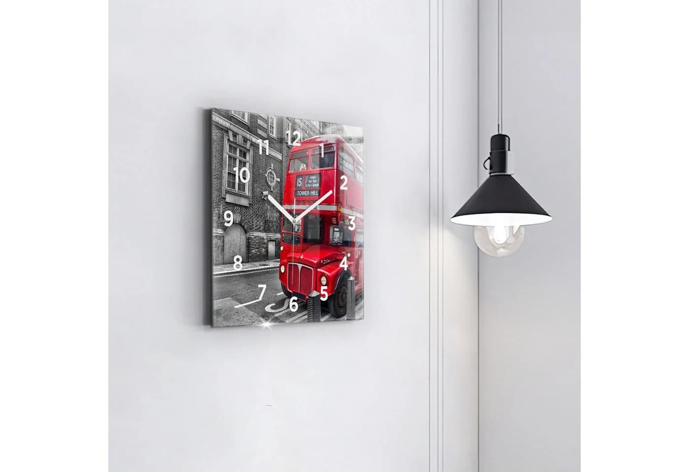 Tulup Glaswanduhr Roter Bus Motiv Modern - Bild 3