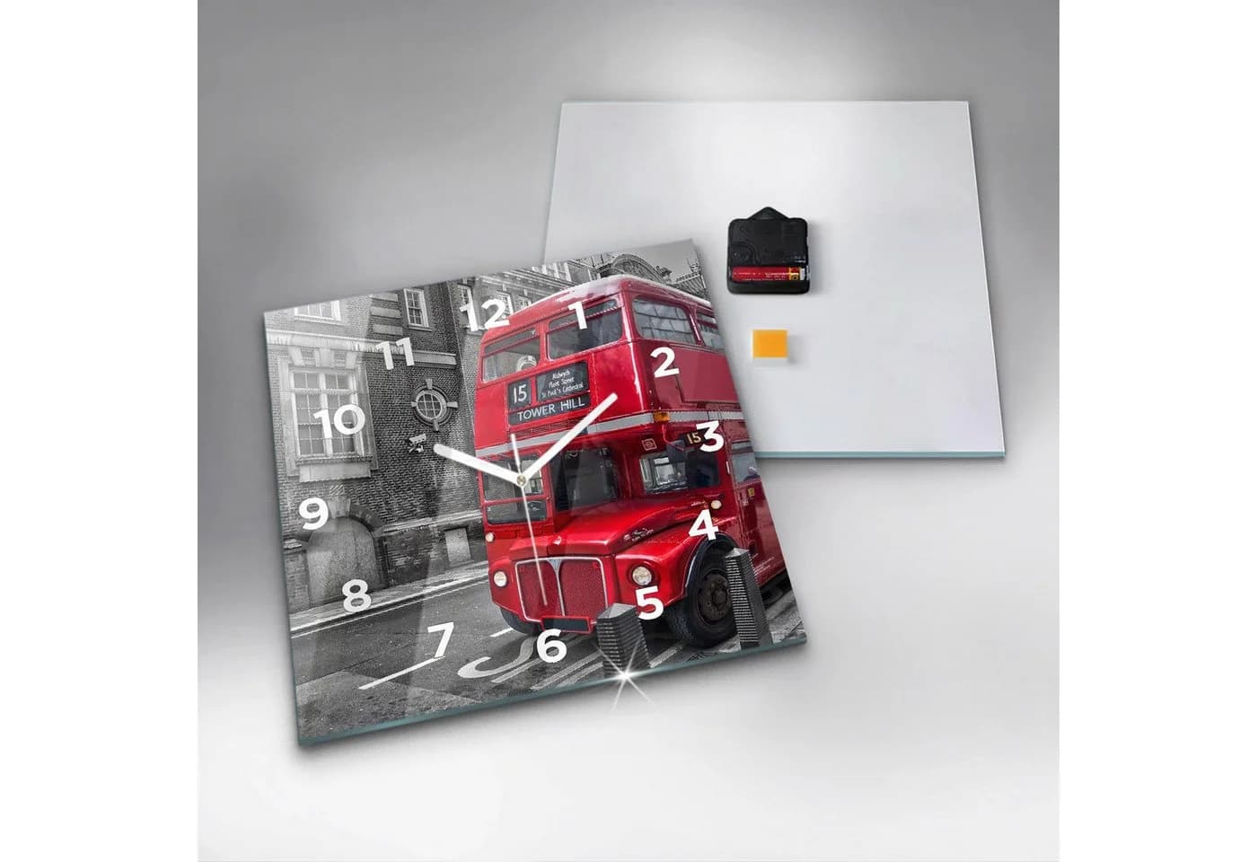 Tulup Glaswanduhr Roter Bus Motiv Modern - Bild 4