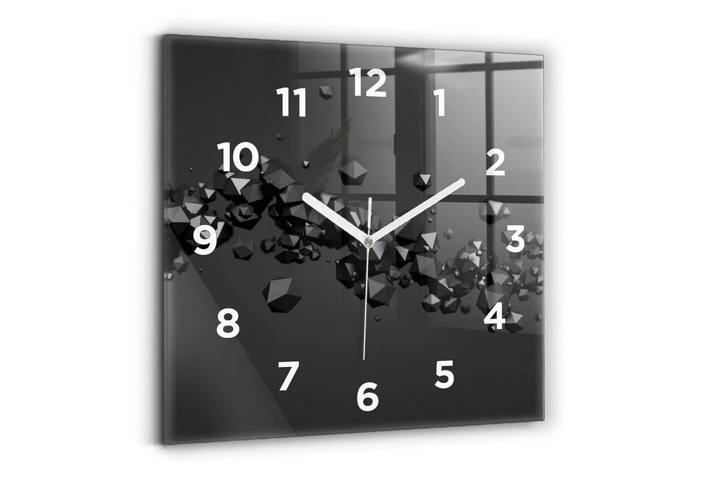 Tulup Wanduhr Modern Glas Rechteckig Schwarz Gehärtet - Bild 2