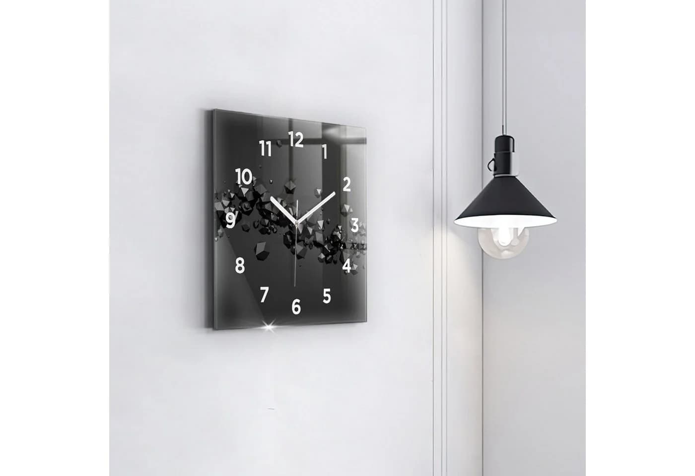 Tulup Wanduhr Modern Glas Rechteckig Schwarz Gehärtet - Bild 3