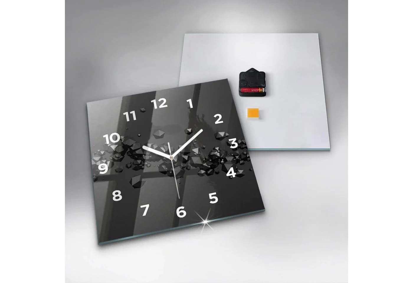 Tulup Wanduhr Modern Glas Rechteckig Schwarz Gehärtet - Bild 4