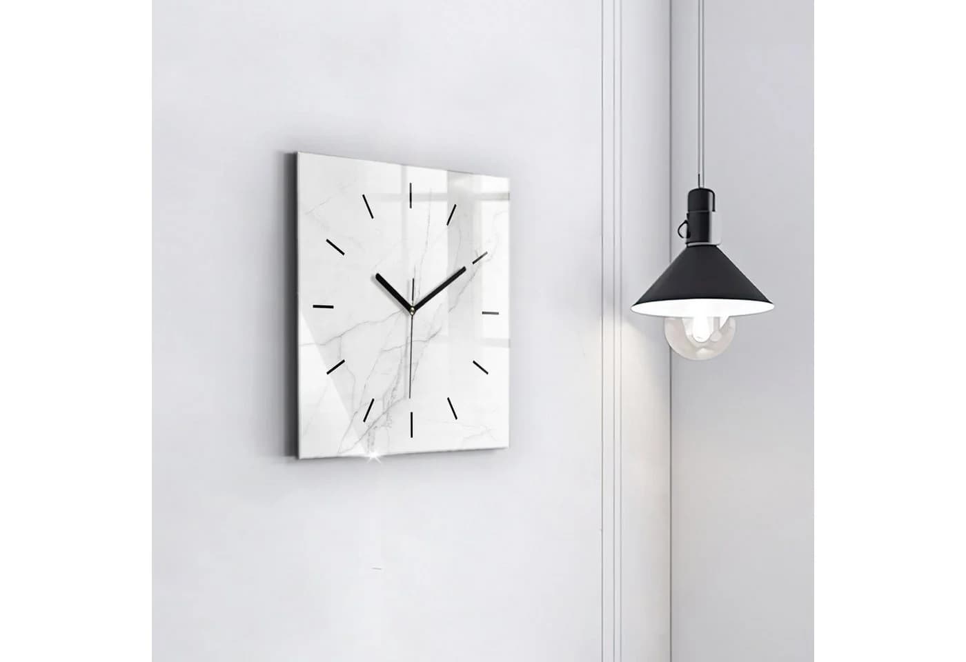 Tulup Wanduhr Modernes Glas Rechteckig Marmor-Optik - Bild 3