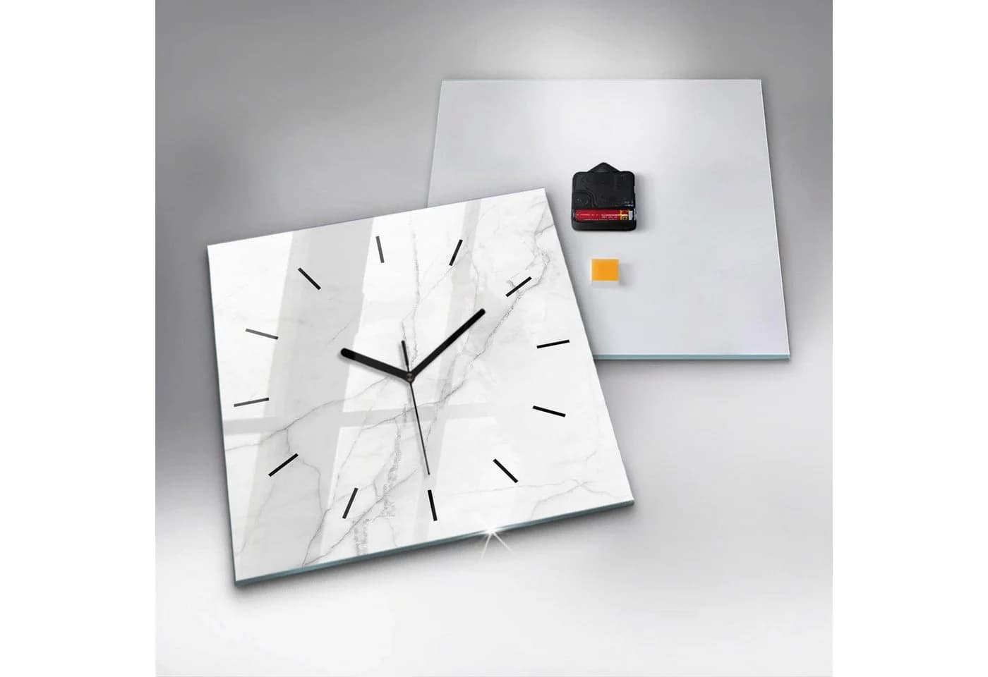 Tulup Wanduhr Modernes Glas Rechteckig Marmor-Optik - Bild 4