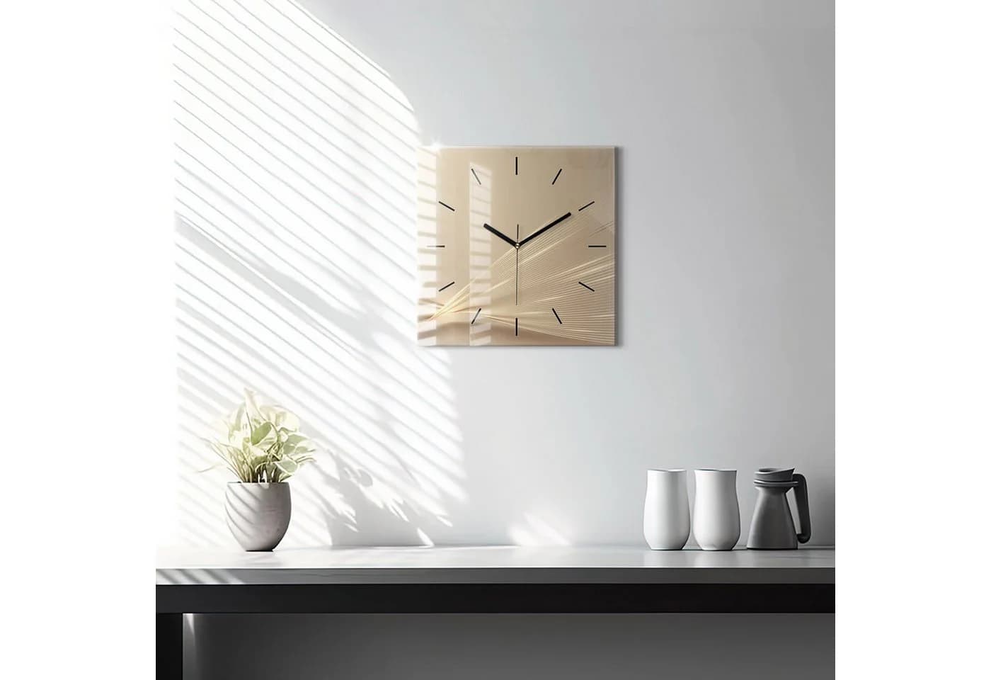 Tulup Wanduhr Glas Abstraktes Licht Rechteckig Modern Gehärtetes Glas