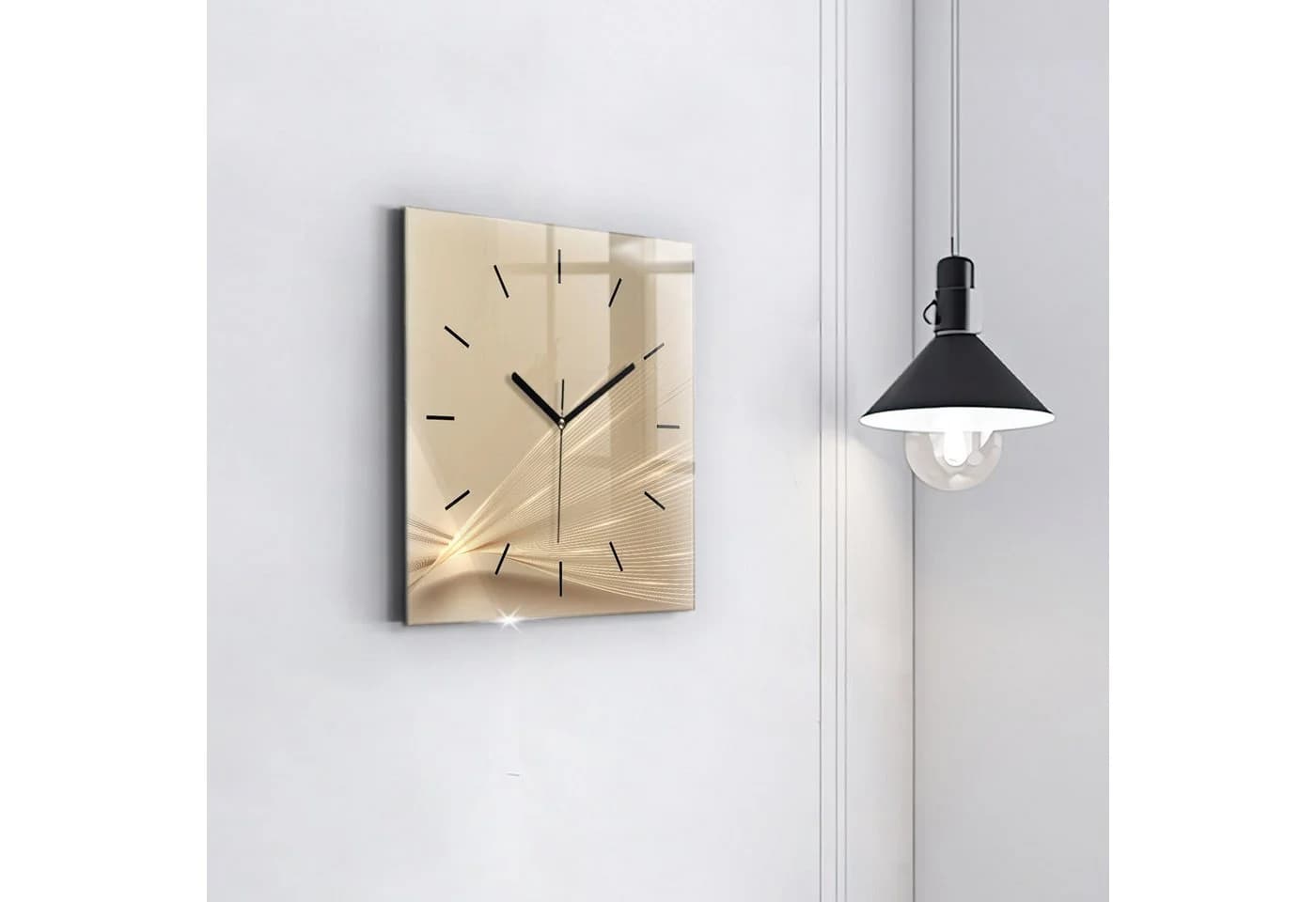 Tulup Wanduhr Glas Abstraktes Licht Rechteckig Modern Gehärtetes Glas - Bild 3