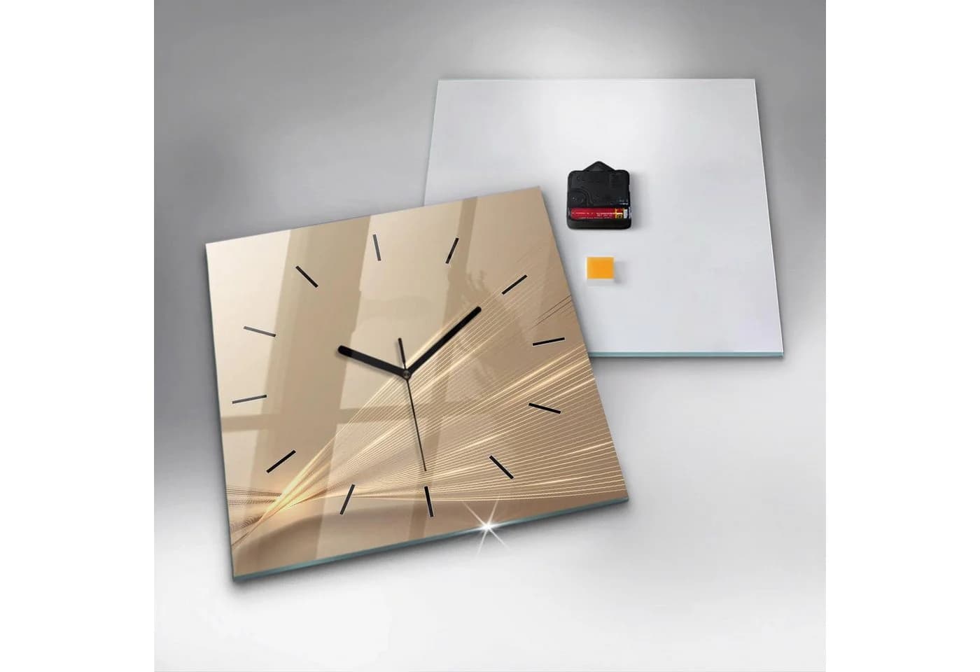 Tulup Wanduhr Glas Abstraktes Licht Rechteckig Modern Gehärtetes Glas - Bild 4