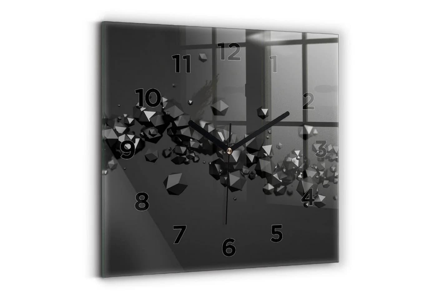 Tulup Wanduhr Modern Gehärtetes Glas Abstrakt Rechteckig Schwarz - Bild 2