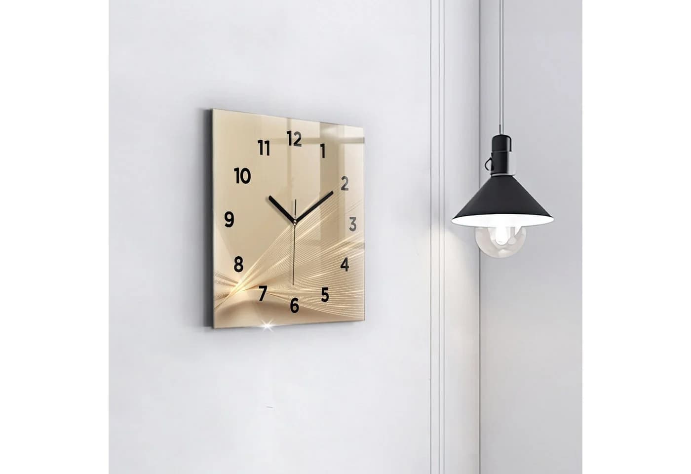 Tulup Wanduhr Rechteckige Glasuhr Abstrakte Helle Glamour-Uhr aus Gehärtetem Glas - Bild 3