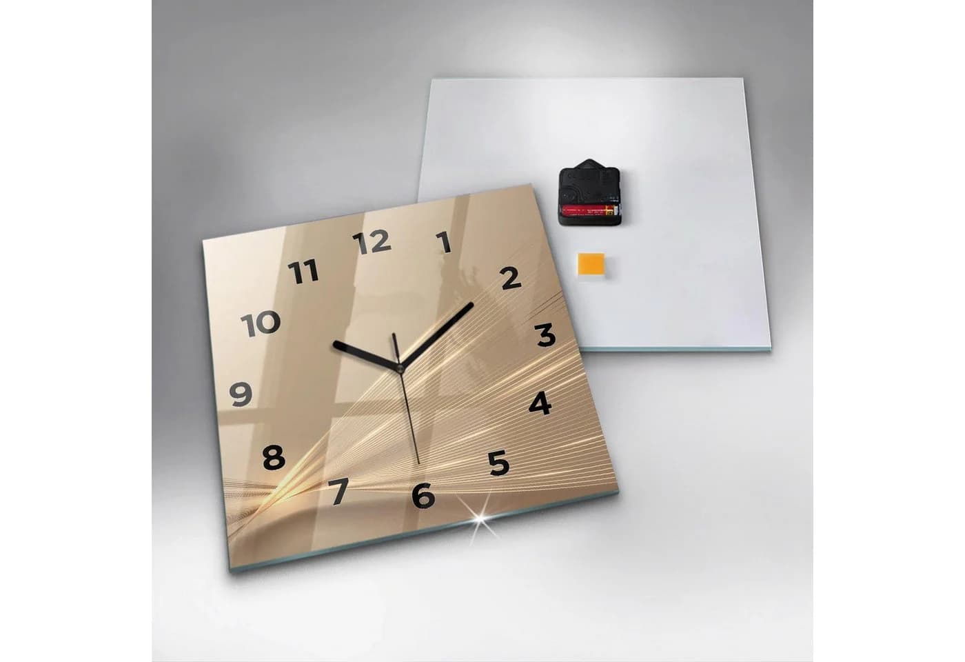 Tulup Wanduhr Rechteckige Glasuhr Abstrakte Helle Glamour-Uhr aus Gehärtetem Glas - Bild 4
